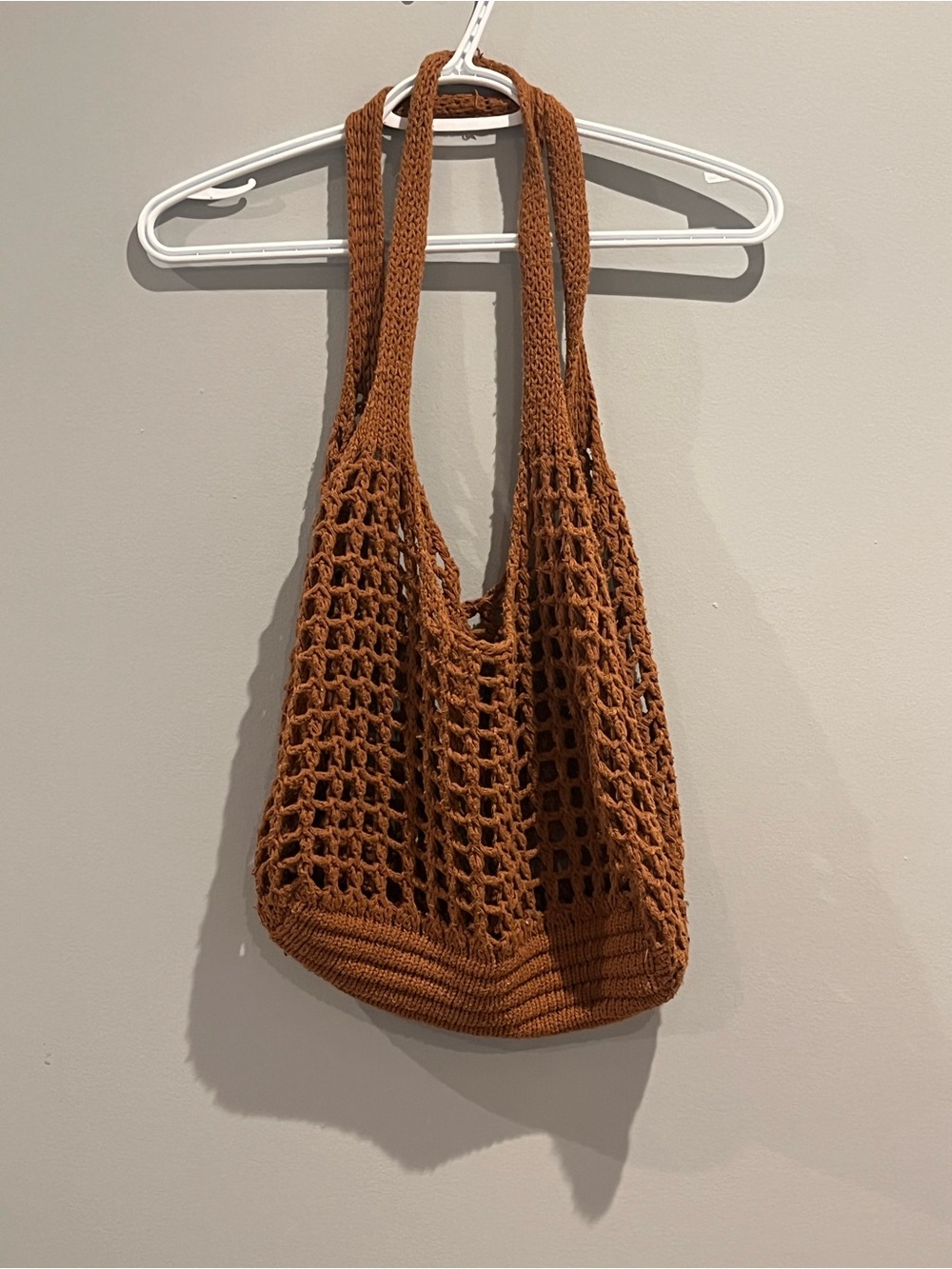 Handcrafted Open-Weave Market Tote - Rust Brown - Picture 2 of 2